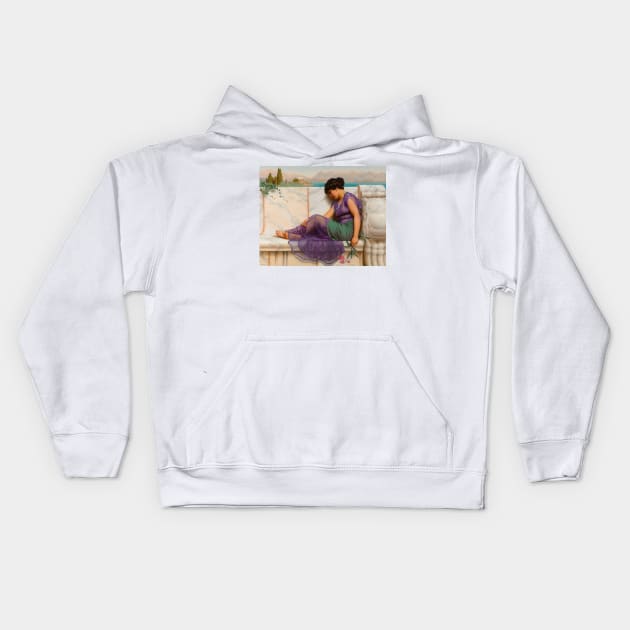 Summer Idleness, Day Dreams by John William Godward Kids Hoodie by Classic Art Stall